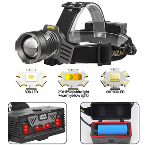 Sensor de movimiento faro tipo C USB Zoomable 30W LED faro delantero pantalla Digital LCD 26650 batería Faro de aleación de aluminio para exteriores - Product Image 4