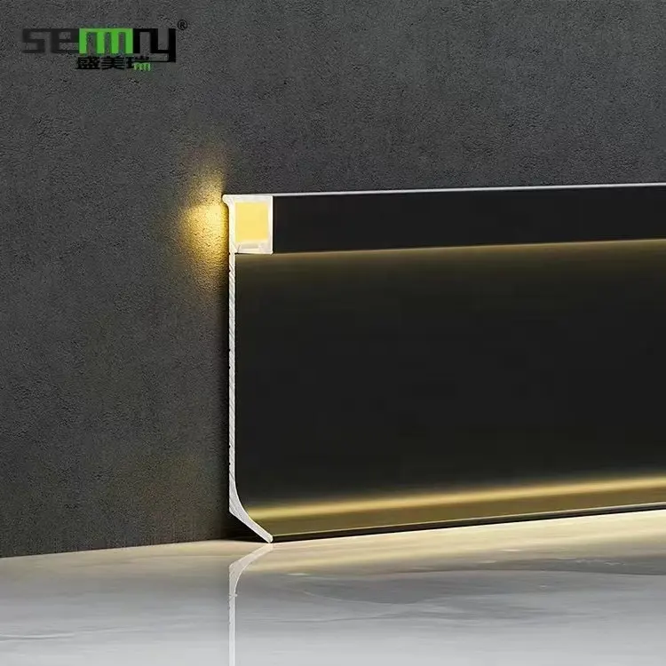 Penjualan terlaris aluminium Aloi strip 40/60/80mm papan skirting led alas tiang aluminium dengan lampu LED