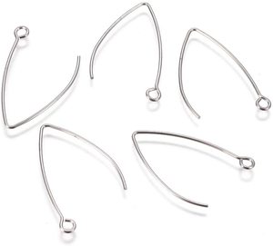 ステンレス鋼Vフック耳ワイヤーダングルジュエリー作り用ループ付き低刺激性イヤリングフックDIY軽量ファインダス