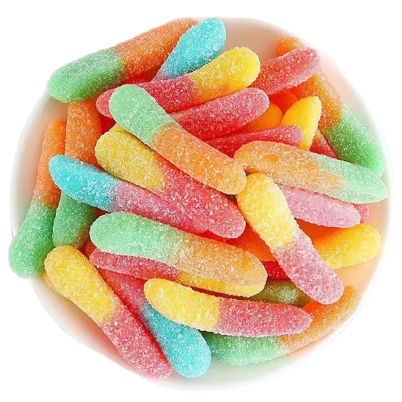 Großhandel Bulk Gummy Jelly Candy Snacks Fruchtige Süßigkeiten und Süßigkeiten Exotic Worm Sour Candy