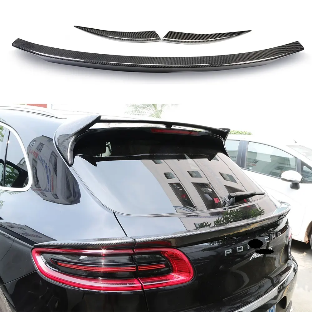 3 teile/satz Karosserie-Kit für Porsche Macan 2014 + Real Carbon Fiber Heckspoiler Flügel