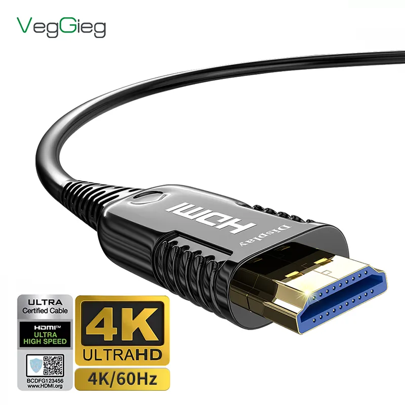 Veggieg สายเคเบิลใยแก้วนำแสงความละเอียดสูง4K สาย HDMI 50ฟุต25ฟุต50ft สาย HDMI Arc ความเร็วสูงยาว30ft 50ฟุต