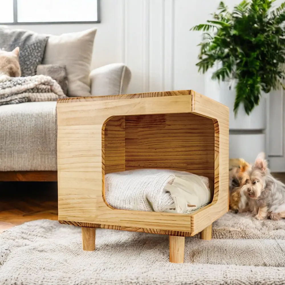 현대 주문을 받아서 만들어진 나무 상자 집 개 사육장 애완 동물 고양이 침대 가구 인간