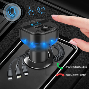 Kablosuz araba FM verici BT V5.0 renkli <span class=keywords><strong>LED</strong></span> ışıkları ile araba mp3 bluetooth player-şarj kablosu ile uygun MP3 çalar