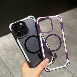 צבע אופנה תואם סיליקון ארבע פינות shockproof pc שקוף טלפון מגנטי כיסוי עבור iPhone 16 15 14 11 12 13 promax
