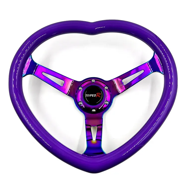 TIYPEOR new style universal ABS heart-shaped chrome plated three spoke JDM steering wheel