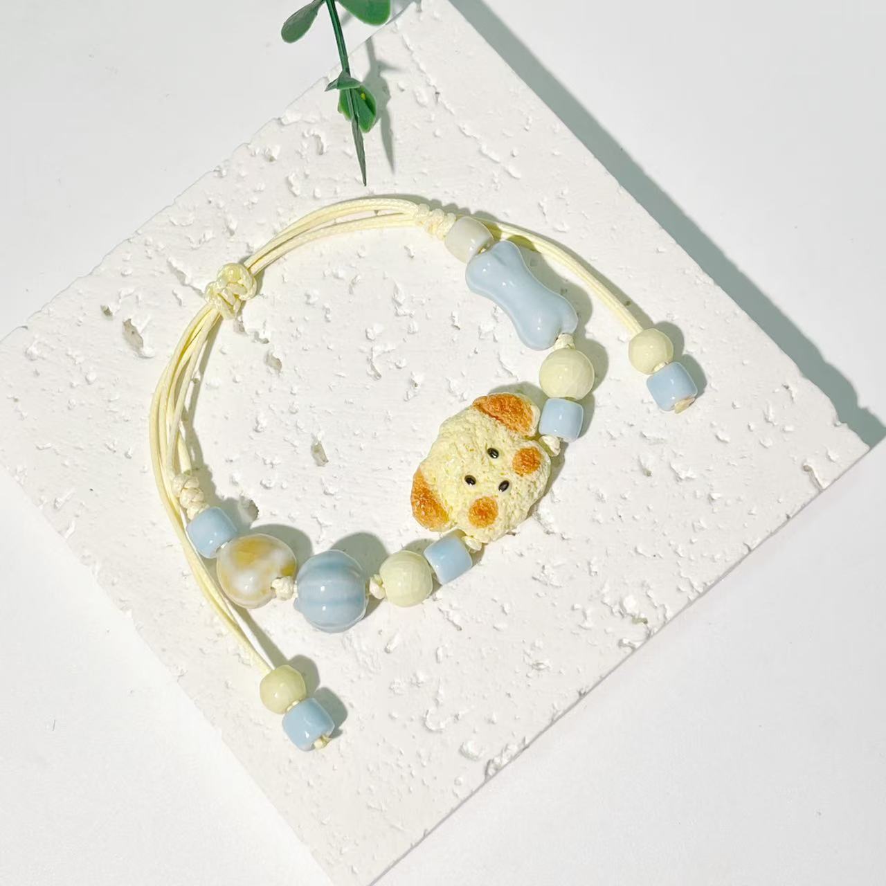 colorful Yellow puppy hand-woven rope A405