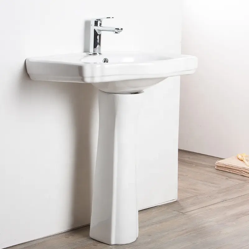 Lavabo in ceramica all'ingrosso con piedistallo lavabo di piccole dimensioni per bagno