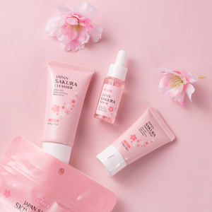 OemプライベートラベルSkinCareセットホワイトニングブライトニングライトニングナチュラルジャパンさくら3ピーススキンケアセット - Product Image 3
