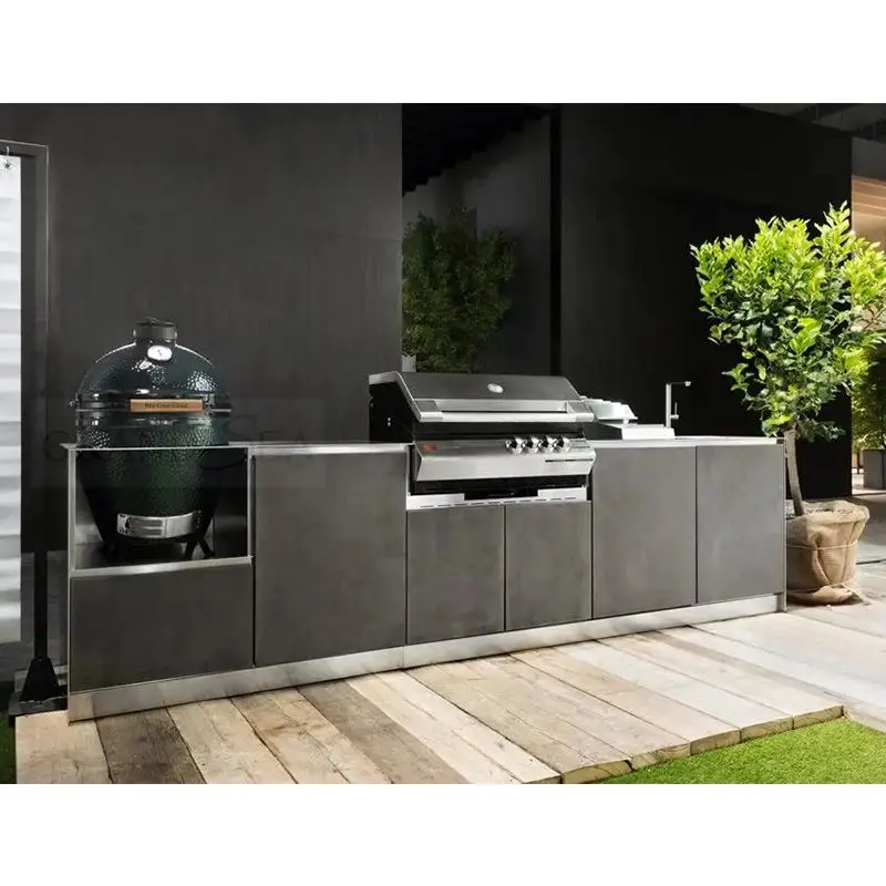 Gabinetes de cocina Parrilla Gris Hogar Fácil de limpiar Parrillas de gas para fiestas al aire libre Encimera de acero inoxidable 304