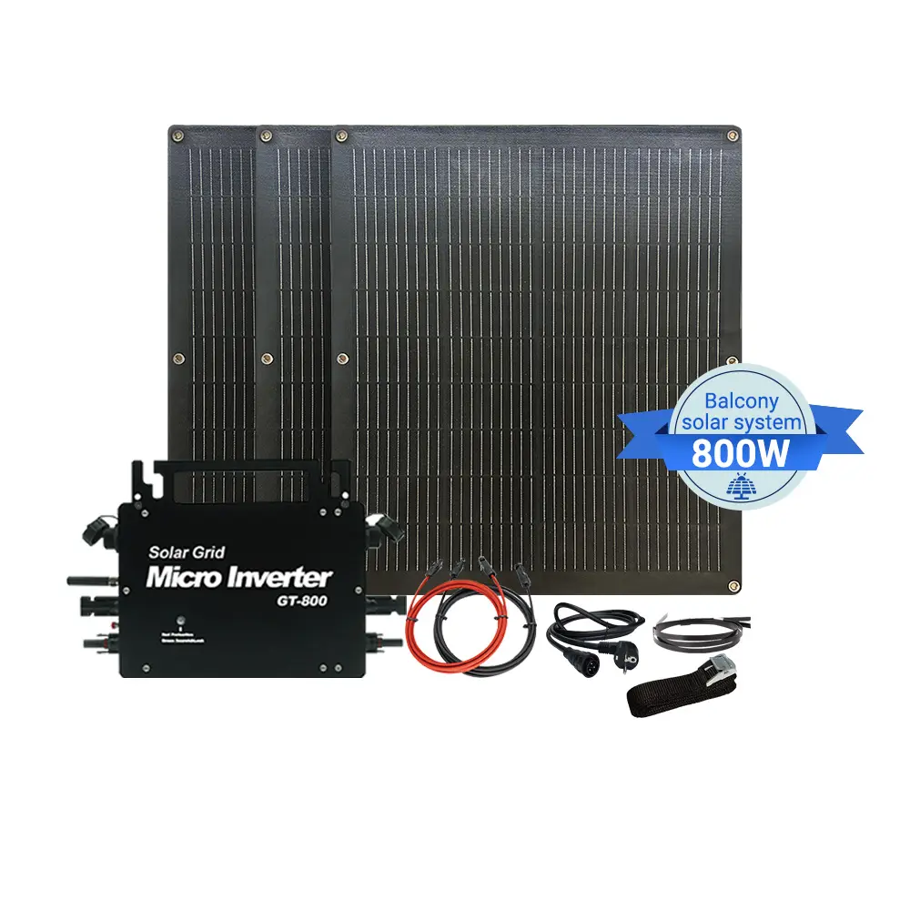 600w 800W Balcony Flexible Solar Panel On Grid Solar Panel Power Micro Inverter Complete Balcony Solar System