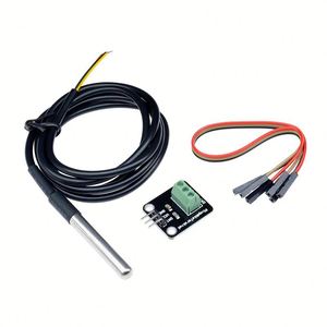 Kit de módulo de Sensor de temperatura DS18B20 impermeable 100CM Cable de Sensor Digital adaptador de Terminal de sonda de acero inoxidable para Arduino