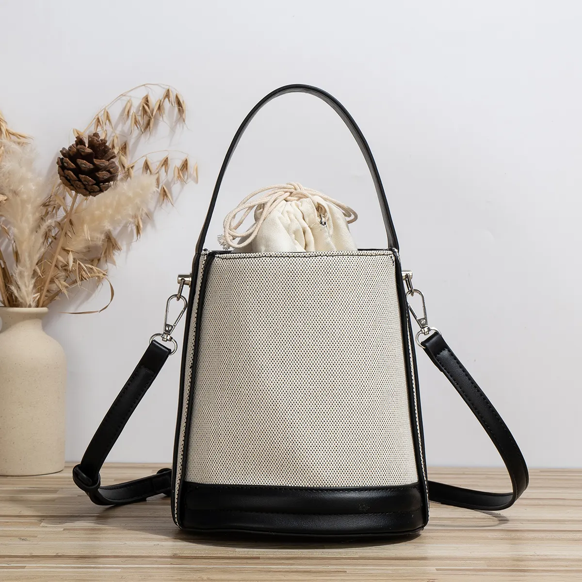 Diseñador nueva moda tendencia bolso de alta calidad bandolera con cordón cubo barril bolsa