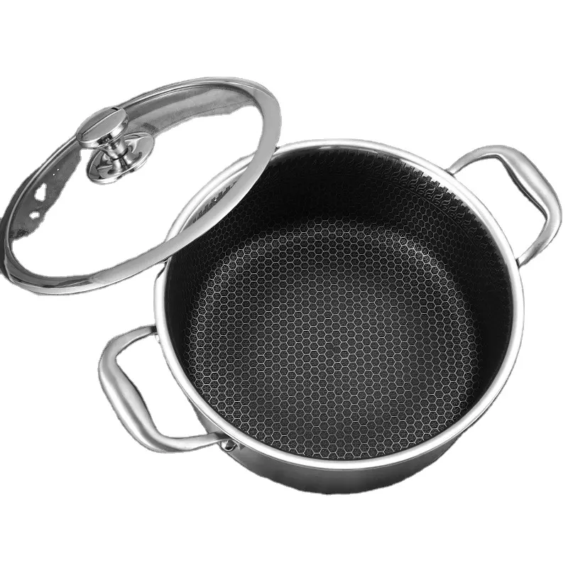 Utensilios de cocina Revestimiento antiadherente Metal Cooware Sopa Ollas Olla de acero inoxidable