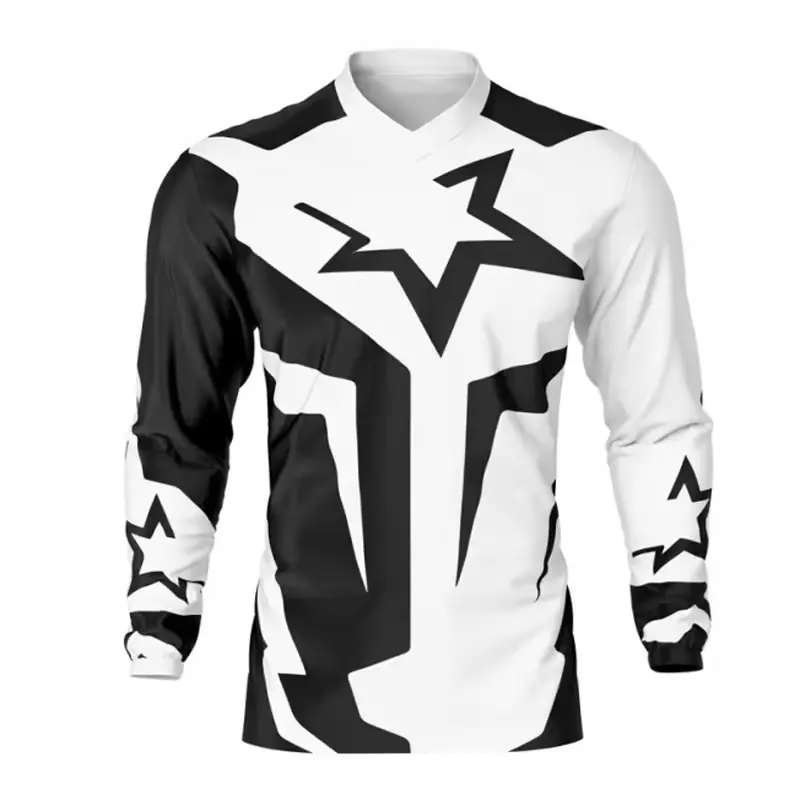 2024 vendita su misura top all'ingrosso a buon mercato motocross jersey100 % poliestere ad asciugatura rapida manica lunga off road motocross wear