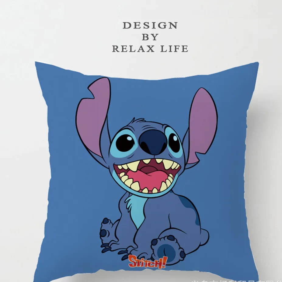 Funda de almohada con dibujos animados para niños, bonita y bonita, stitch, 45x45cm, nueva