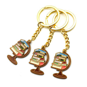 Customized Metal Reading Themed Globe Key Chain Decorative Custom <strong>Shaped</strong> Enamel <strong>Book</strong> <strong>Keychain</strong> - Product Image 1