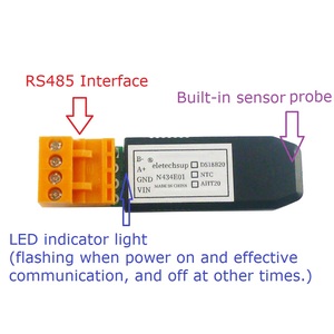 Sensor de temperatura y humedad DS18B20/NTC/AHT20 RS485 integrado Monitor Modbus RTU para pantalla de configuración de Panel táctil PLC - Product Image 3