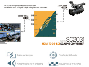 AVMatrix SC2031 ตัวแปลงวิดีโอออกอากาศระดับมืออาชีพที่สวยงามสัญญาณ HDMI AV เป็น SDI สามเท่าพร้อมการปรับขนาดขึ้น / ลง - Product Image 5