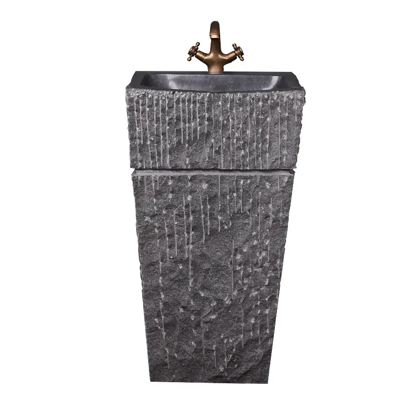 River stone pedestal sink cobble stone bathroom sink granite farm house Washing standing garden corner basins