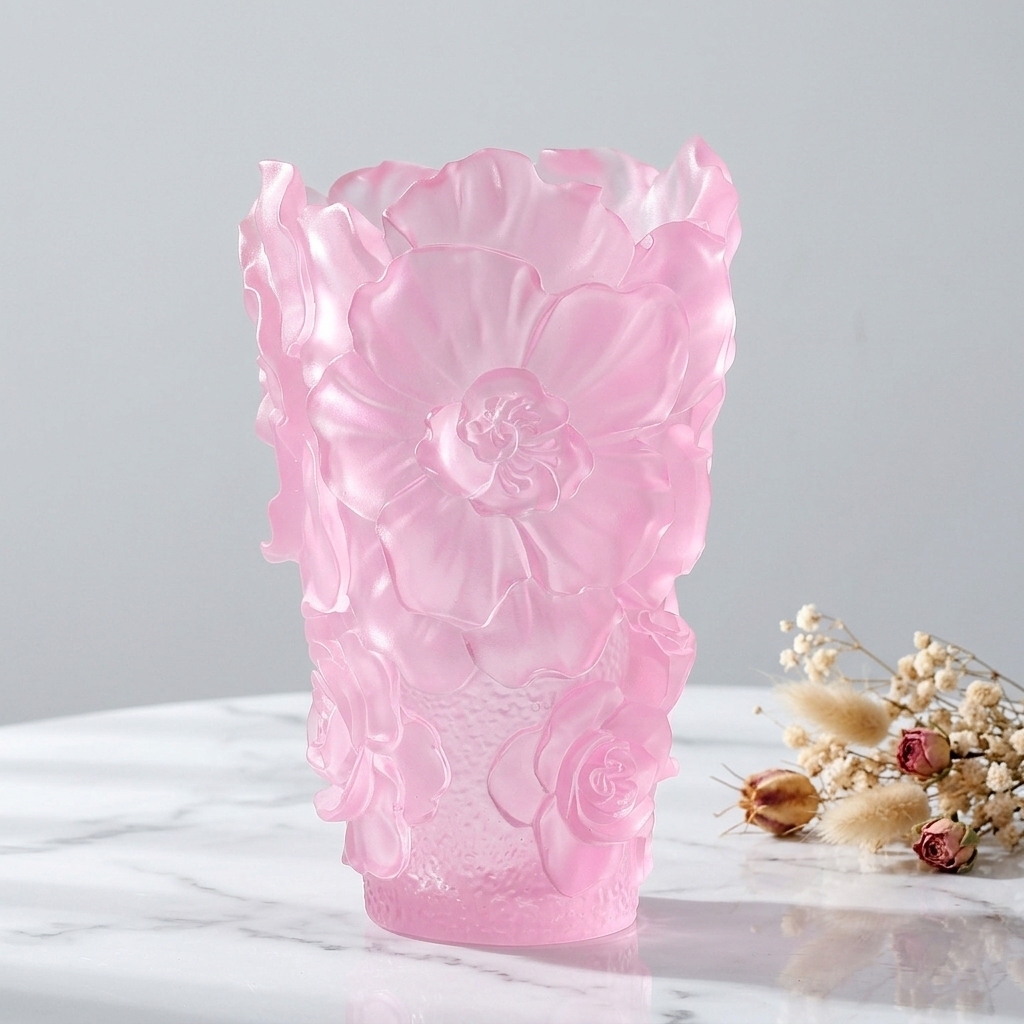 Pink-camellia flower vase