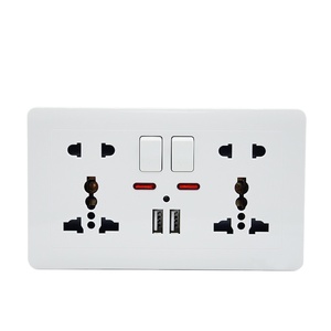 Precio de fábrica 1 Gang 2 Way 5 Pin Eléctrico Montado en la pared Multifunción 13 Amp Interruptor de enchufe universal Salida con 2 USB y LED - Product Image 1