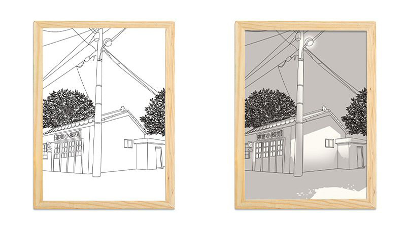Coucher de soleil et lampadaires