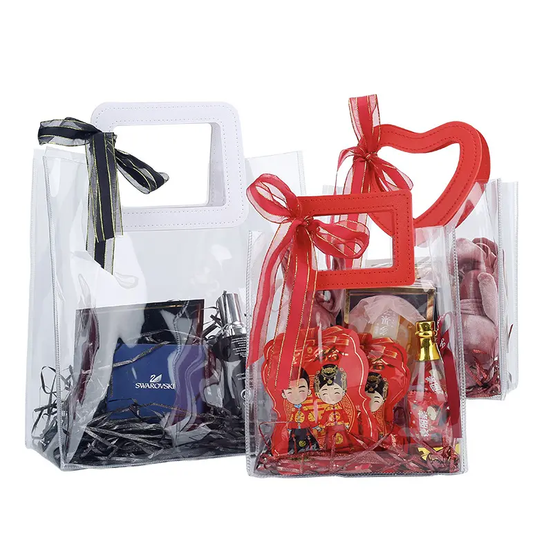 Fabriek Duidelijk Pvc Gift Bags Met Handvatten Kleine Transparante Gift Wrap Tas Clear Tote Herbruikbare Boodschappentassen Met Handvat
