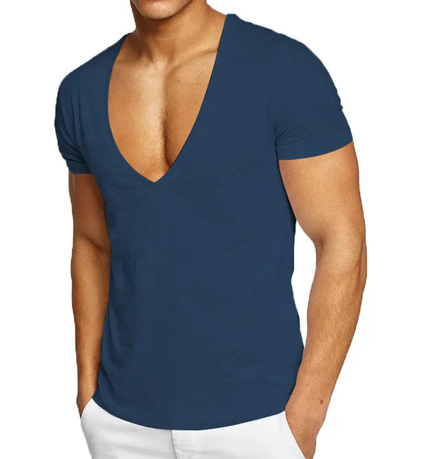 2022 नई डिजाइन सबसे अच्छा गुणवत्ता ठोस रंग कपास वि गर्दन tshirt पुरुषों लघु आस्तीन टी शर्ट स्लिम फिट
