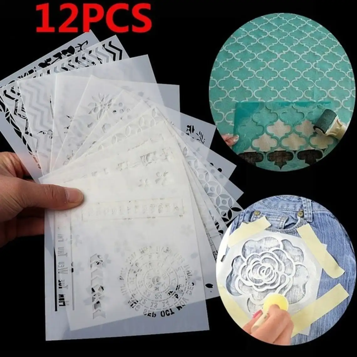 12 pçs/set New DIY Artesanato Embossing Selo Template Stencils de Camadas de Plástico