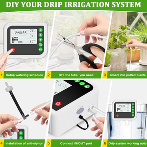 Automatisches 15-Topf-Bewässerungssystem für den Innenbereich Selbst tropfendes Bewässerungs set mit programmier barer <span class=keywords><strong>LED</strong></span>-Anzeige Strom versorgung Wasser <span class=keywords><strong>timer</strong></span>