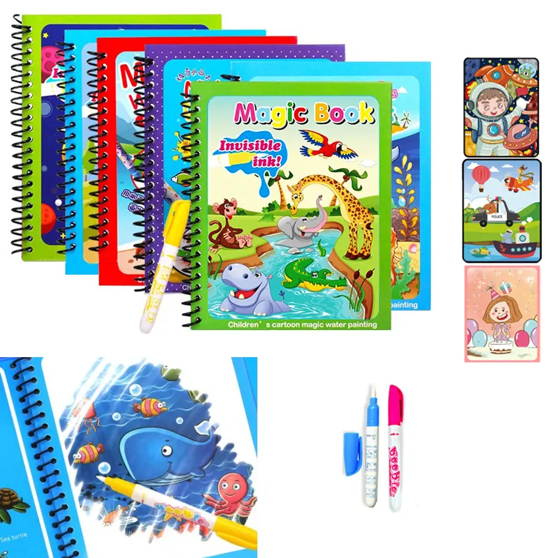 Libro de imágenes de agua Montessori para niños, libro de colorear con grafiti reutilizable, juguetes educativos para edades tempranas