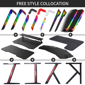 Escritorio de juegos RGB profesional moderno de 1,8 m, mesa de ordenador personalizada con forma de ala grande con bandeja de teclado LED, Material de Metal - Product Image 5