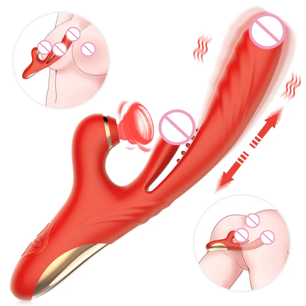 Mainan seks dewasa Vibrator mawar 3 dalam 1 produk seks wanita Vibrator klitoris plus pemijat masturbasi