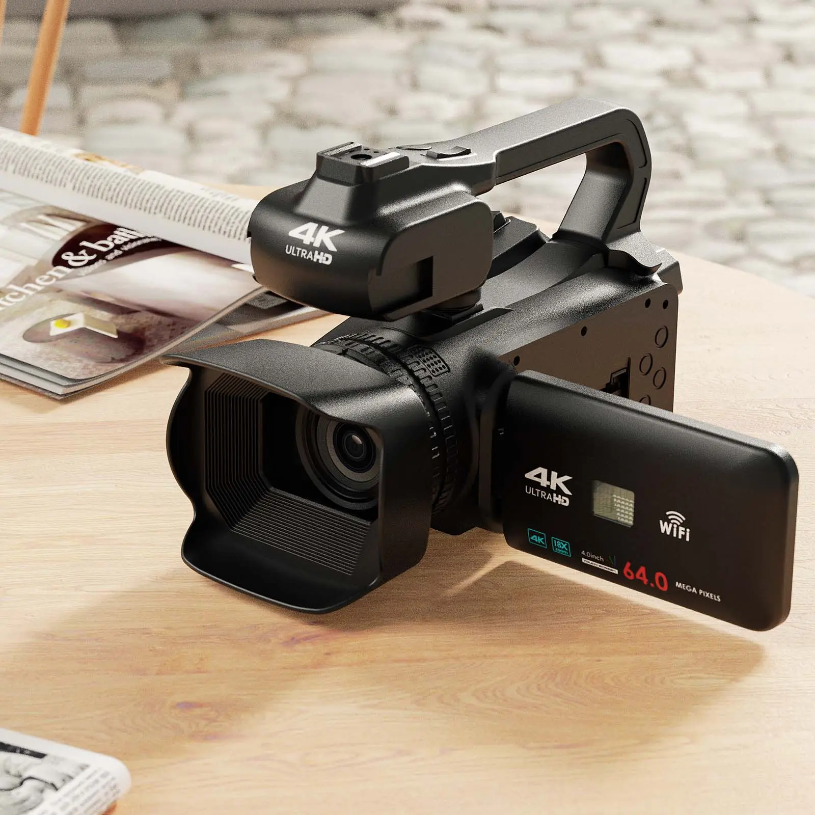 Câmera filmadora profissional ir visão noturna, filmadora profissional 60fps 4k 16x para vlogs, streaming ao vivo