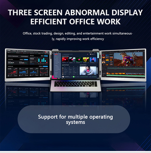 15.6インチFHD USB-Cインターフェースラップトップモニターデュアルスクリーンコンピューター1080PトリプルLCDディスプレイ100% SRGBハイカラー色域折りたたみ可能 - Product Image 3
