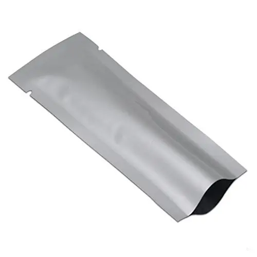 Mylar Vacuum Food Sealer Bag Offener Beutel aus Aluminium folie für Kräuter samen Nüsse Silber Vakuum folien beutel mit Einkerbungen