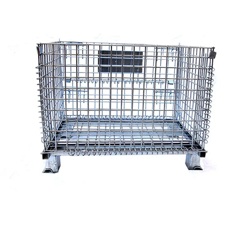 Heavy Foldable Mesh Pallet Steel Storage Cages Folding Lockable Storage Cages Wire Mesh Container