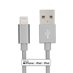 MFiグレー編組Usb AからiOS8ピンディスプレイポート電線データ充電携帯電話フレックスケーブル - Product Image 1