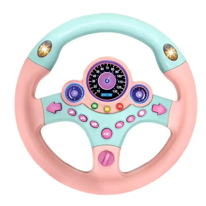 Fábrica personalizado modelo plástico bebê simulação carro dirigindo volante som brinquedo com luz & música canções para crianças