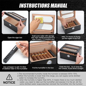 Cigar <strong>Humidor</strong> with Front Hygrometer, Humidifier and Accessory Drawers-Tempered Glass Top Cigar <strong>Humidor</strong> Box - Spanish Cedar - Product Image 6