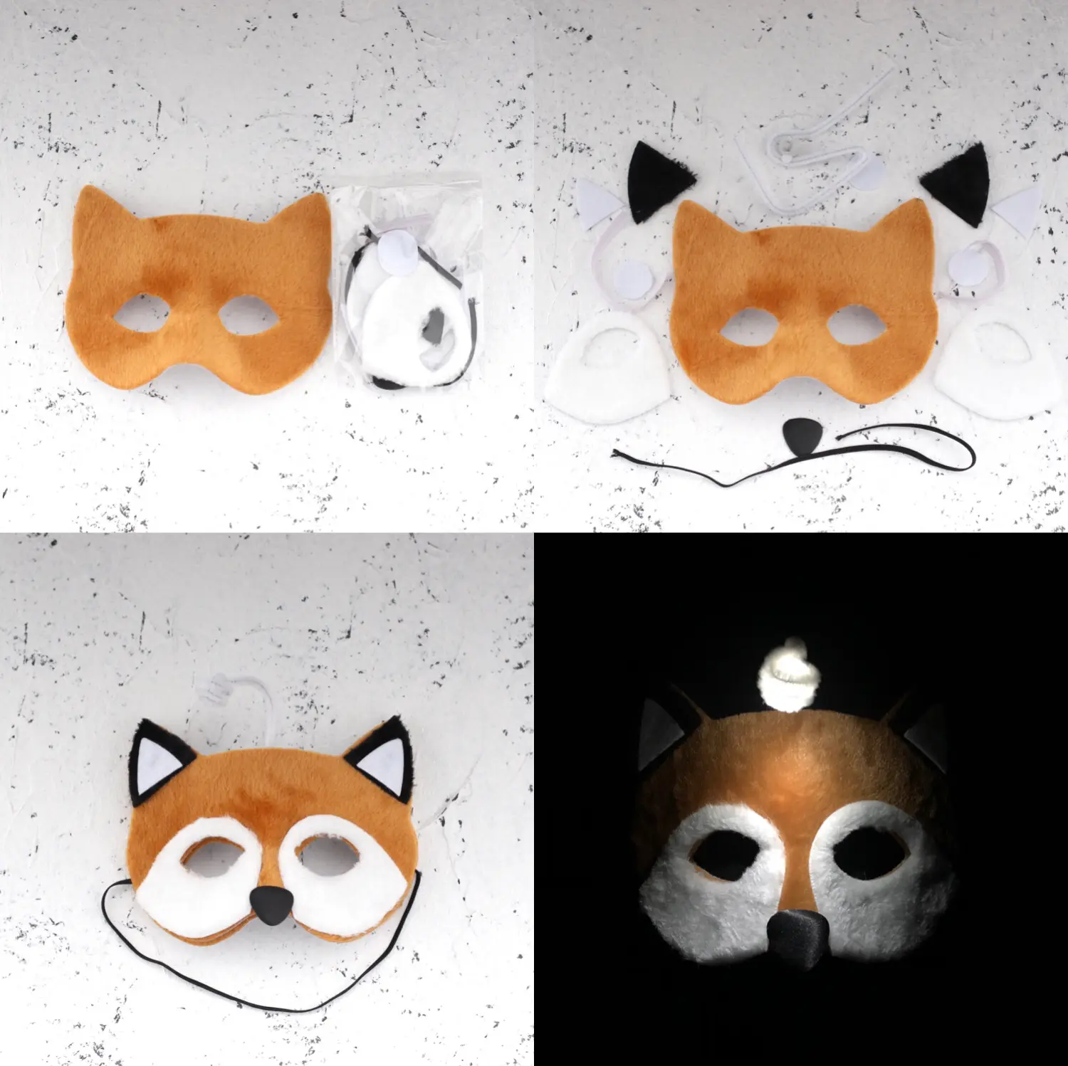 Máscaras de animales de dibujos animados para Halloween, máscaras con LED, León, zorro, mapache, Pantera Rosa, Panda, gallo, unicornio, DIY para niños