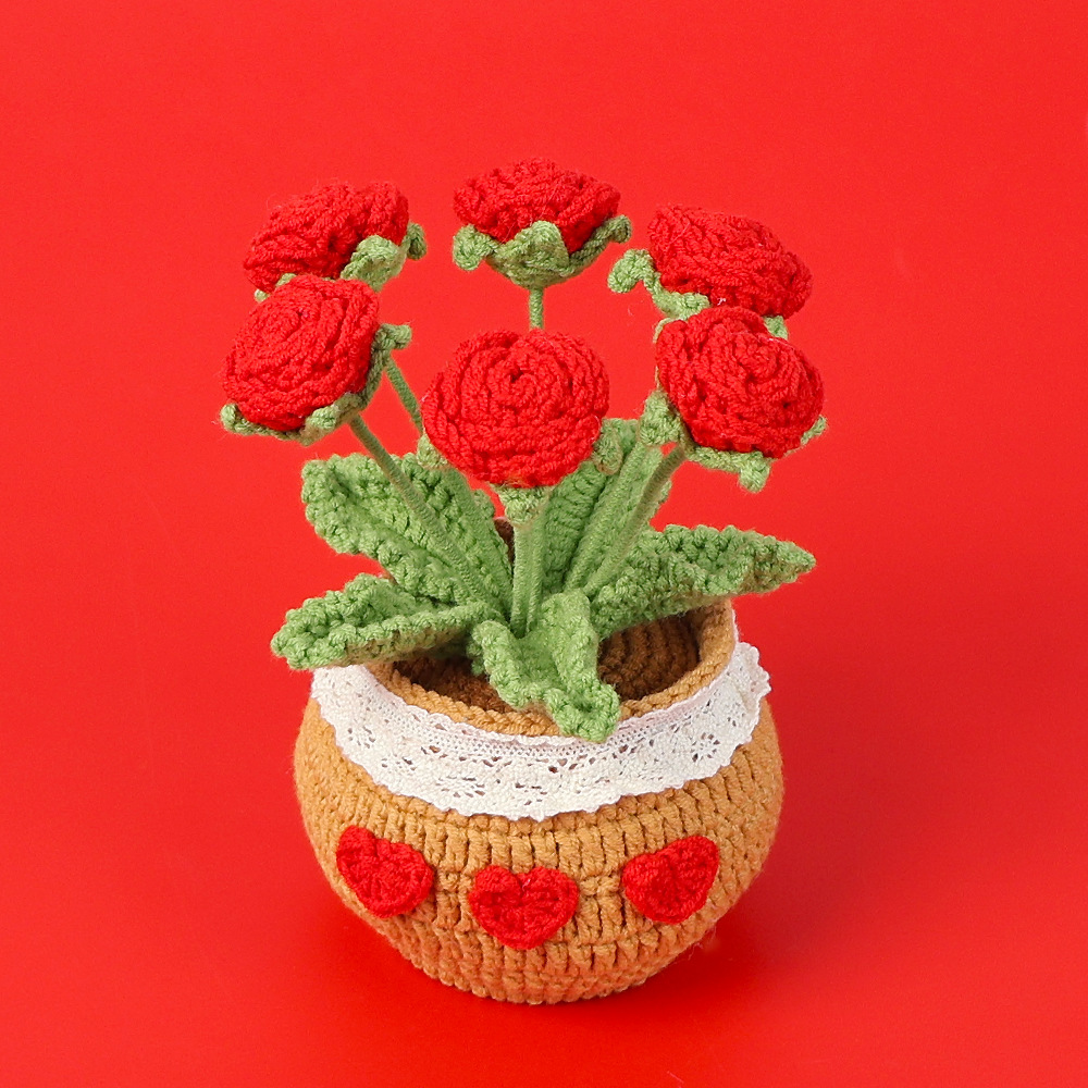 Terminado 6 rosas rojas en maceta (gran cuenca de lana)