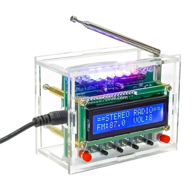 FM 라디오 키트 납땜 프로젝트 LCD 디스플레이가있는 DIY 전자 디지털 키트 RDA5807 FM 87-108MHz 연습 키트 무선 수신