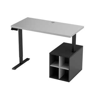 Escritorio de ordenador multifunción, mesa de ordenador ajustable en altura con estantes, mesa y silla de ordenador de madera
