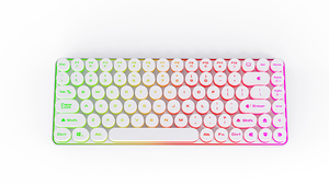Teclado USB portátil con cable para tableta, ordenador, PC, teclado para juegos, Teclado mecánico arcoíris, 84 teclas