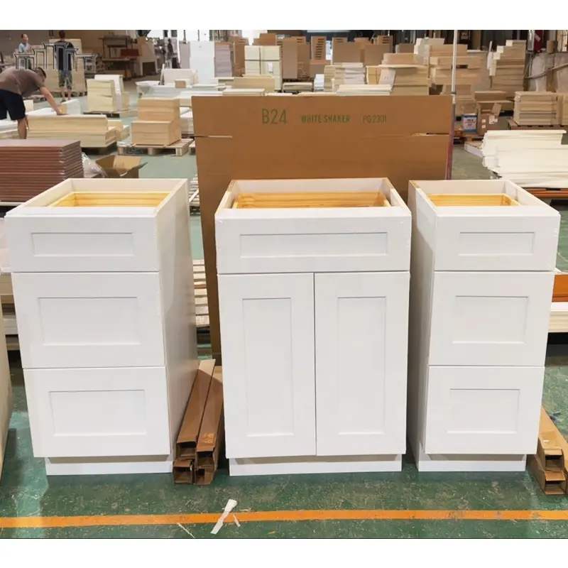 Factory Ready Made Spray Painting Framed/Frameless/Inset Structure Soft Close White And Wood Plywood Board Kitchen Cabinets