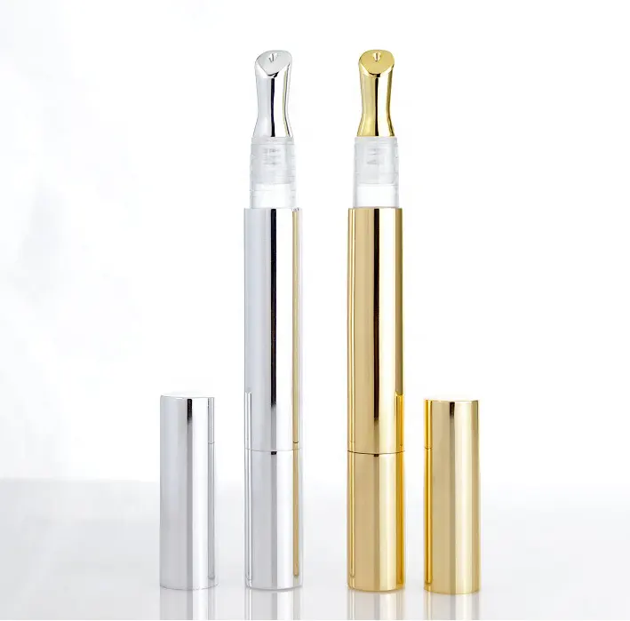 3ml Empty Aluminum Cosmetic Gold Twist Pen Lip Gloss Tubes With new metal head Applicator