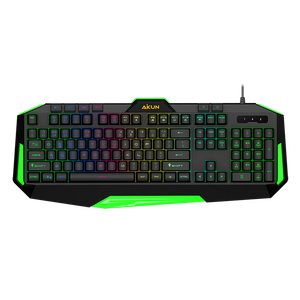 AIKUN Wired Full Size Membrane Gaming <strong>Keyboard</strong>-Rubber Switch-3 Color Adjustable Dynamic Backlight-Multimedia Function - Product Image 1