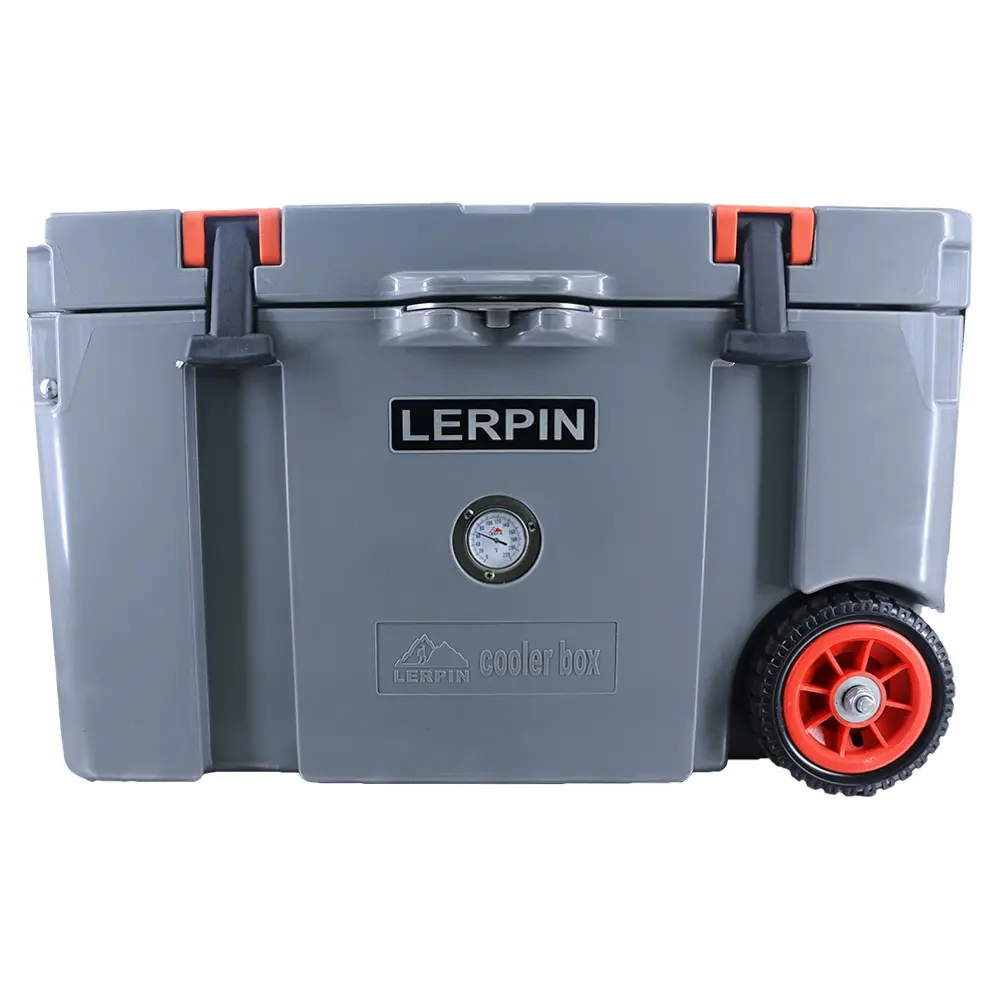 50QT-caja de hielo con ruedas, cofre grande para almacenamiento de pesca, contenedor de aislamiento de PU
